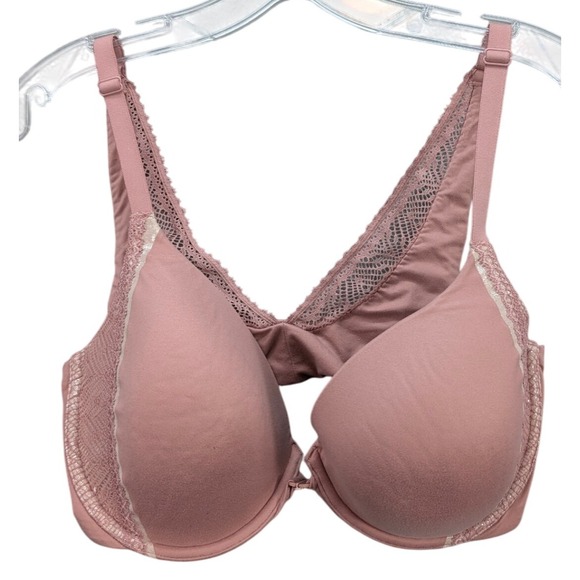 Victoria's Secret Body By Victoria Lined Perfect Coverage Bra Sz 36DD Lace Trim - Picture 1 of 9